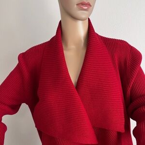 Lauren Ralph Lauren Women’s Red Open Front Ribbed Knit Cardigan size L